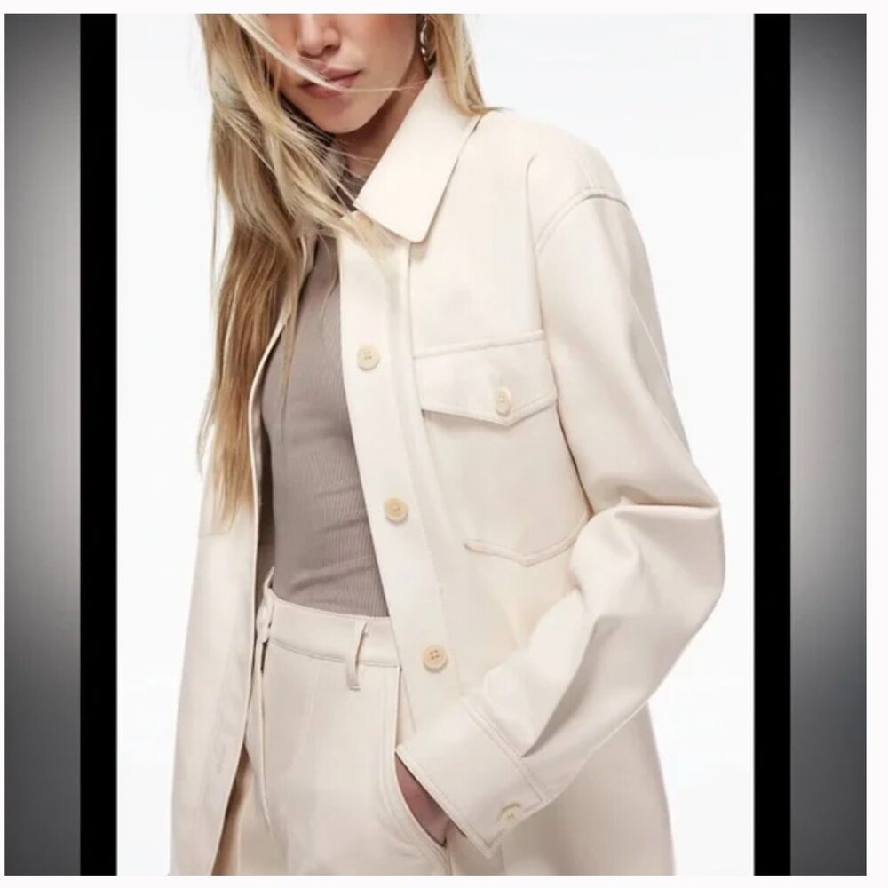 Aritzia Wilfred Ganna Jacket Shacket Oversized Vegan Leather Women's size 2XS